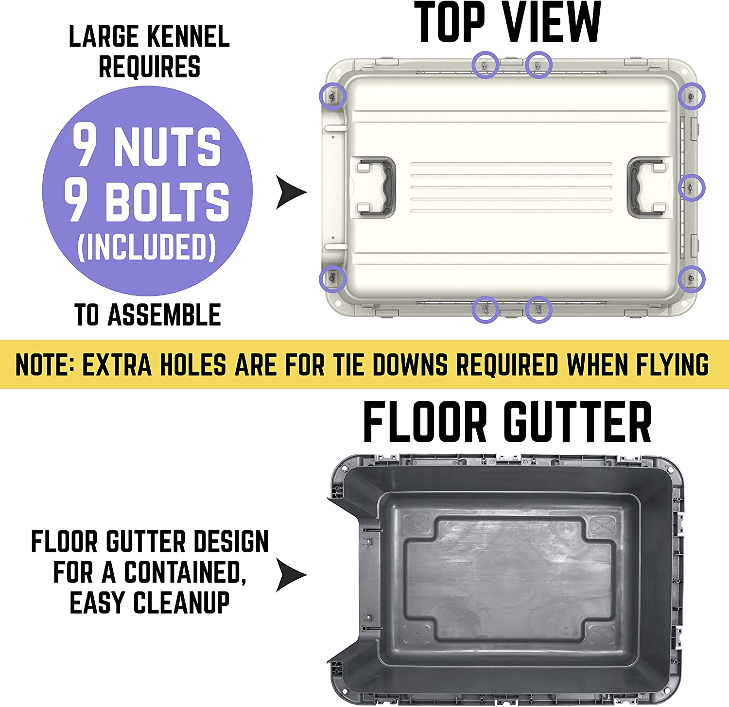 Plastic Kennels Rolling Plastic Wire Door Travel Dog Crate- Large Kennel - Image 5