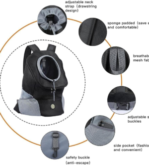 Dog Front Carrier with Breathable Head Out Design and Padded Shoulder for Hiking Outdoor Travel