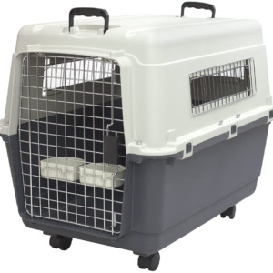 Plastic Kennels Rolling Plastic Wire Door Travel Dog Crate- Large Kennel
