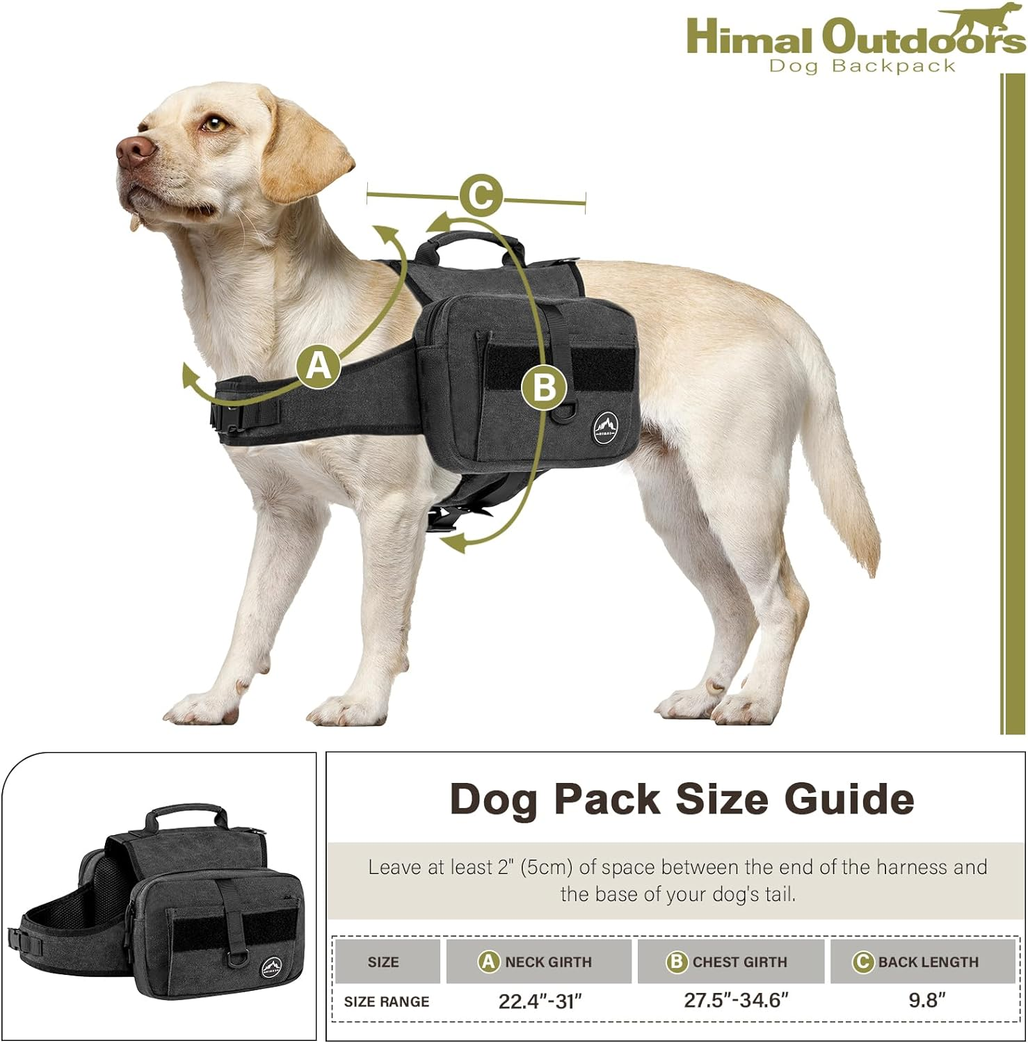 Dog Backpack, Dog Hiking Backpack, Saddle Bag for Large Dog with Side Pockets - Image 3