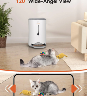 Automatic Cat Dog Feeder with Camera, App Control Smart Pet Feeder Food, HD Camera for Voice and Video Recording, 7L