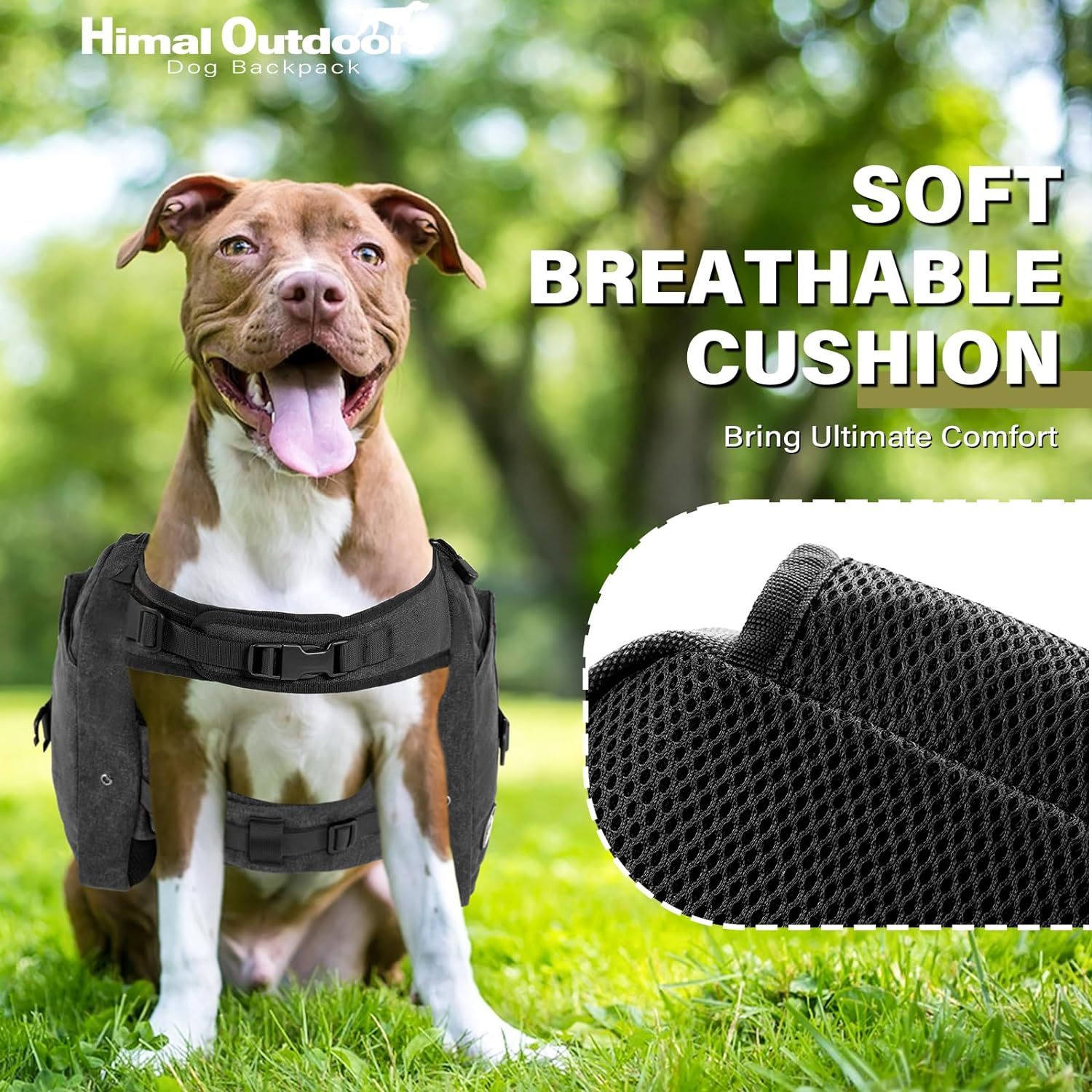 Dog Backpack, Dog Hiking Backpack, Saddle Bag for Large Dog with Side Pockets - Image 4