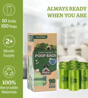Pogi’S Dog Poop Bags - 10 Rolls (150 Doggie Poop Bags) - Leak-Proof Dog Waste Bags - Scented, Ultra Thick, Extra Large Poop Bags for Dogs