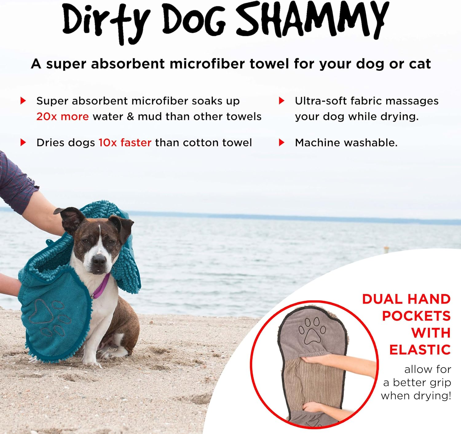Shammy Dog Towels for Drying Dogs - Heavy Duty Soft Microfiber Bath Towel - Super Absorbent, Quick Drying, & Machine Washable - Must Have Dog & Cat Bathing Supplies | Grey 13X31 - Image 5