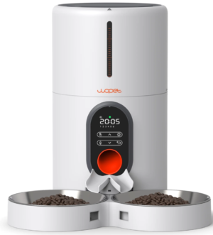 Automatic pet Feeders for 2 pets - Timed Dog Food Dispenser with Splitter and Two Stainless Bowls