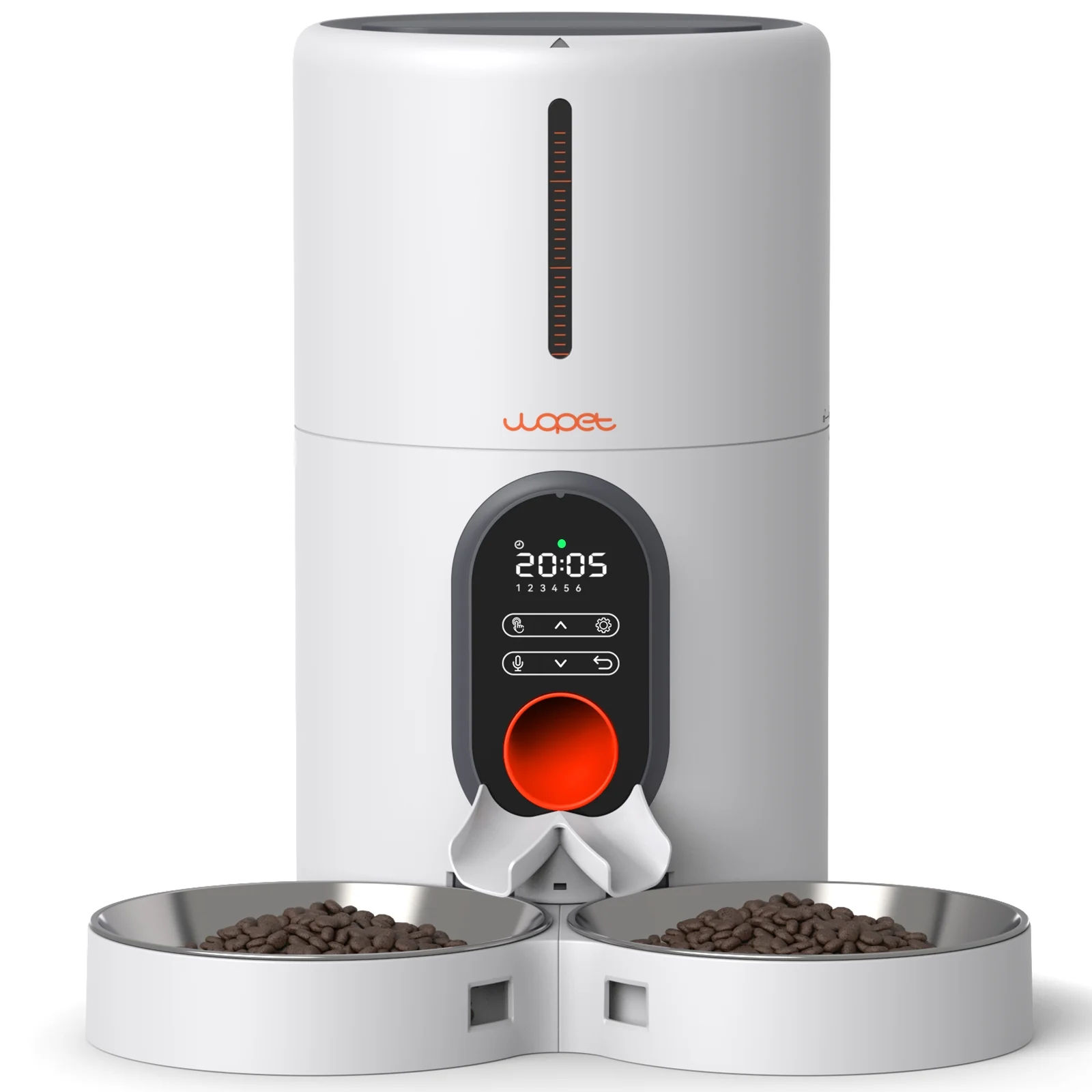 Automatic pet Feeders for 2 pets - Timed Dog Food Dispenser with Splitter and Two Stainless Bowls