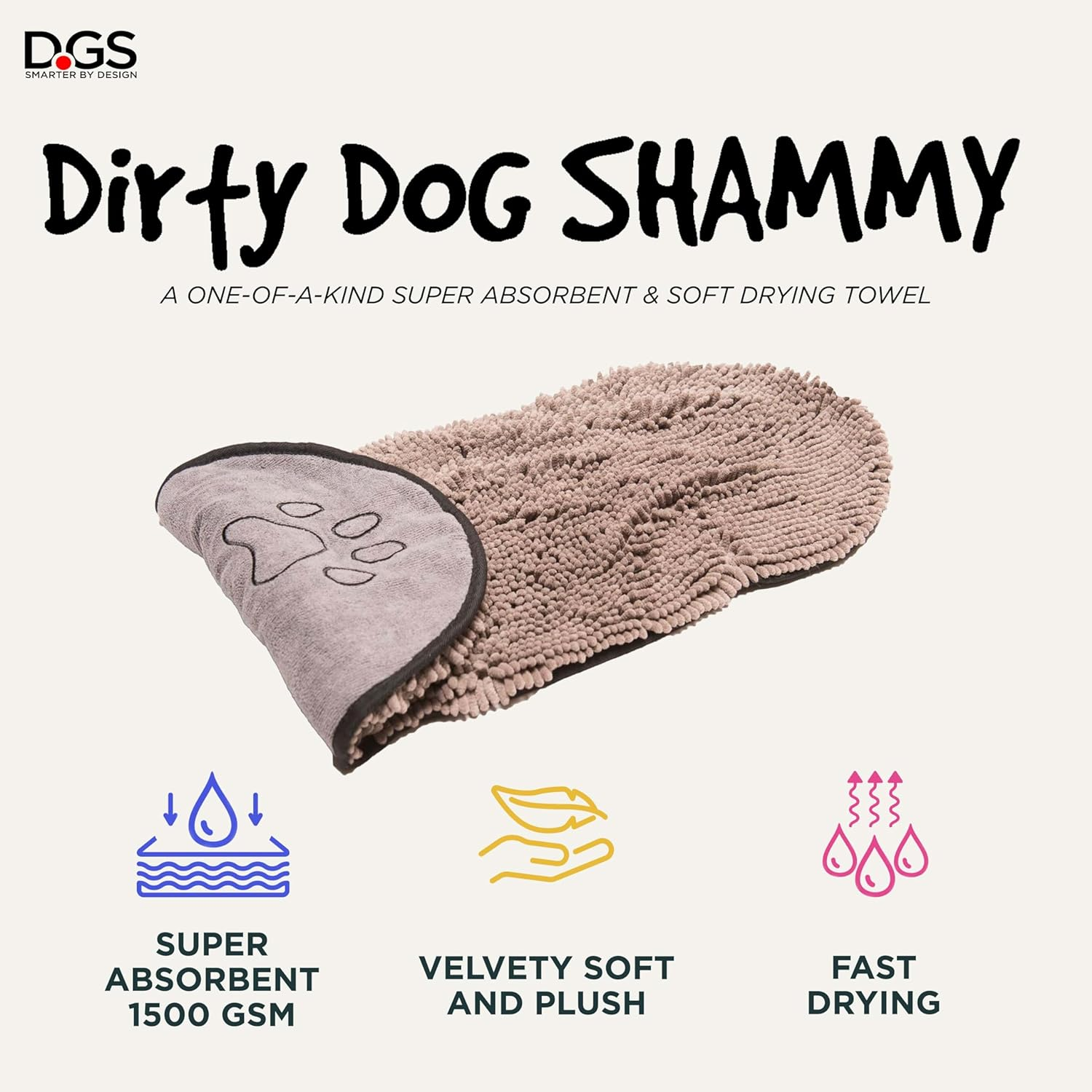Shammy Dog Towels for Drying Dogs - Heavy Duty Soft Microfiber Bath Towel - Super Absorbent, Quick Drying, & Machine Washable - Must Have Dog & Cat Bathing Supplies | Grey 13X31 - Image 2