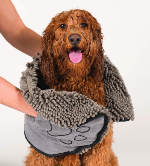 Shammy Dog Towels for Drying Dogs - Heavy Duty Soft Microfiber Bath Towel - Super Absorbent, Quick Drying, & Machine Washable - Must Have Dog & Cat Bathing Supplies | Grey 13X31