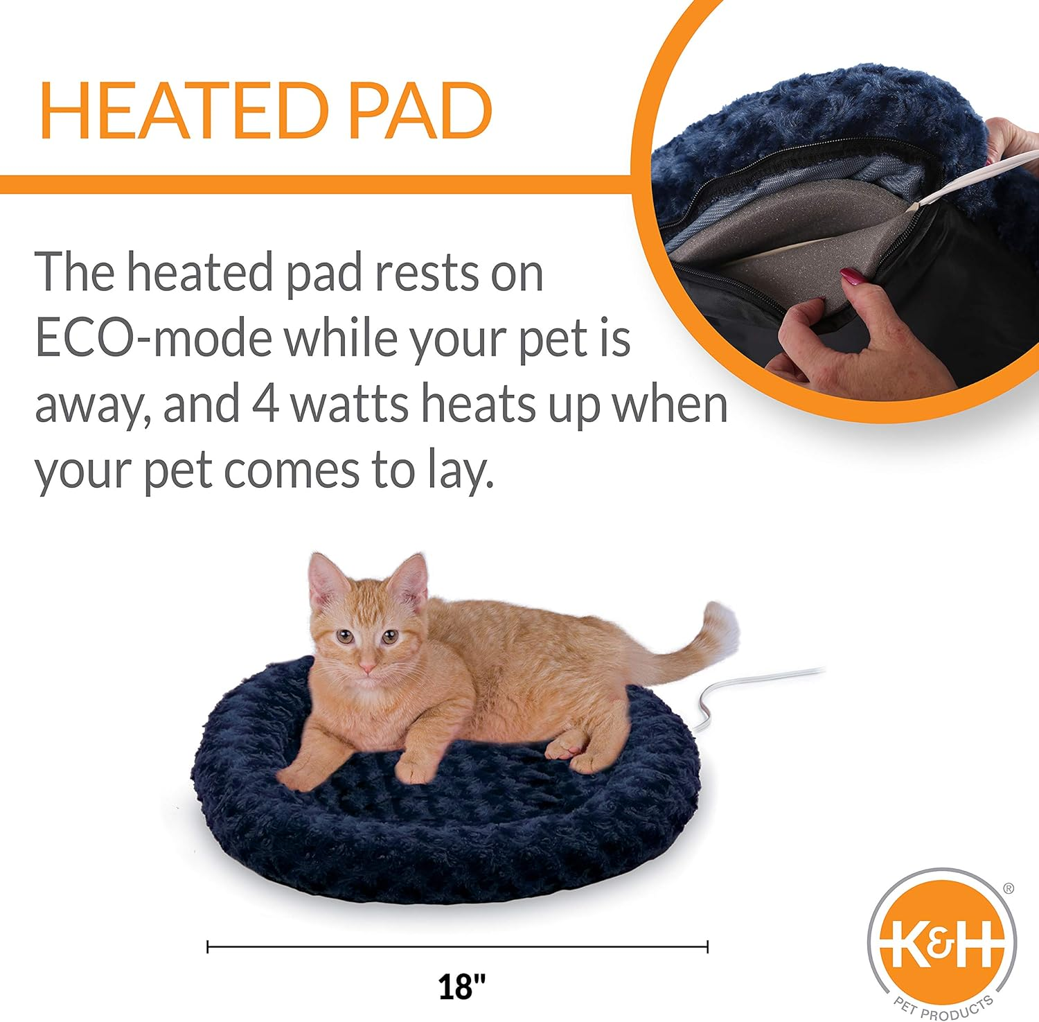 Orthopedic Foam Heated Pet Bed for Cats or Dogs - Image 2