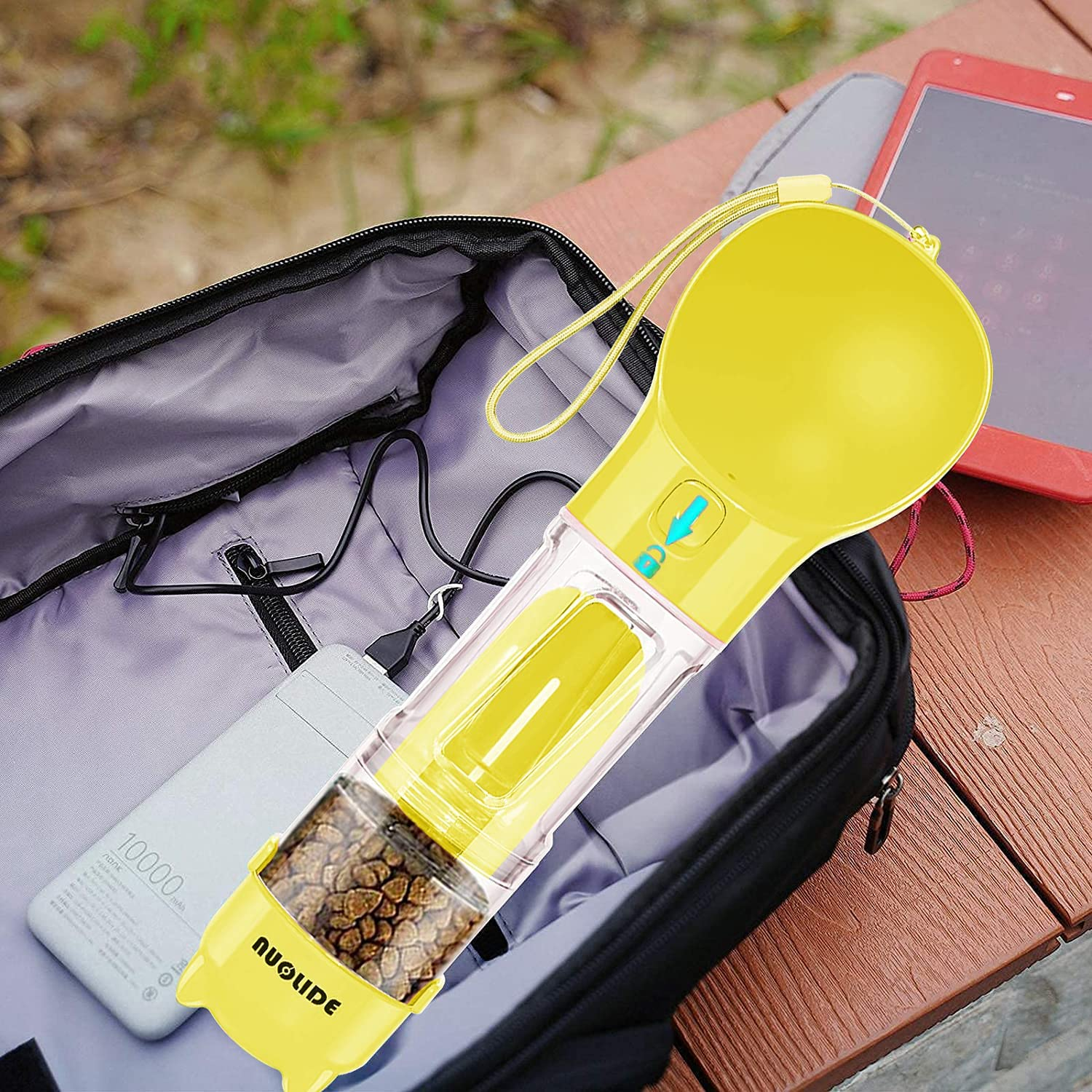 SELPONT G Water Bottles for Walking, 4 in 1 Portable Pet Water Bottle Dispenser Leakproof Dog Travel Water Bottle with Food Container & Waste Bag, Dog Accessories for Outdoor Hiking (Yellow) - Image 6