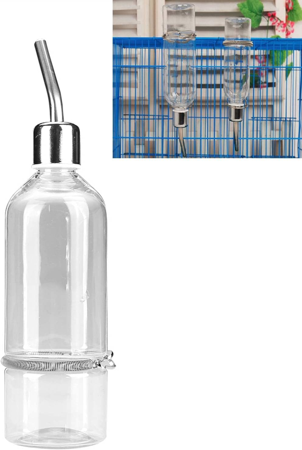 Pet Water Dispenser Automatic Pet Water Feeder Pet Hanging Water Feeding Bottle Hamster Water Bottle Water Feeder for Birds with Stainless Steel Ball Nipple - Image 10