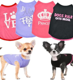 4 Pack Dog Clothes for Small Dogs Girl - Xs Female Dog Clothes - Pet Puppy Shirts - Chiuahaha Outfit - Summer Fall Dog Costume - Doggie Cat Clothing for French Bulldog Yorkie Breed (XS)