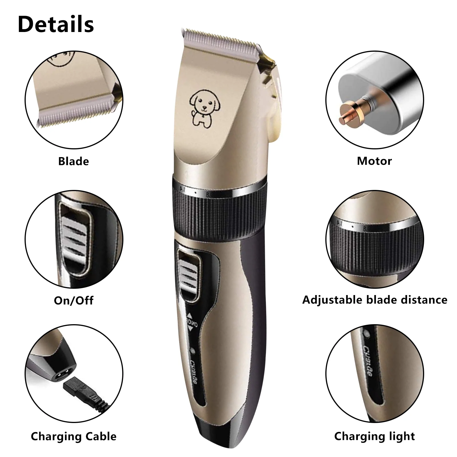 Rechargeable Cordless Pet Shaver,Low Noise Dog Clippers with Scissor Comb,Electric Quiet Pet Grooming Set for Dogs and Cats - Image 2