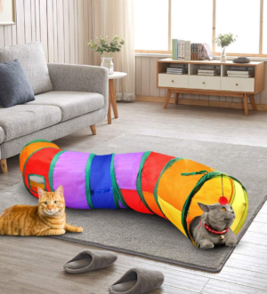 Cat Tunnel with Play Ball, Interactive Peek-A-Boo Cat Chute Cat Tube Toy, Colorful S-Tunnel for Indoor Cat, Best for Puppy, Kitty, Kitten, Rabbit