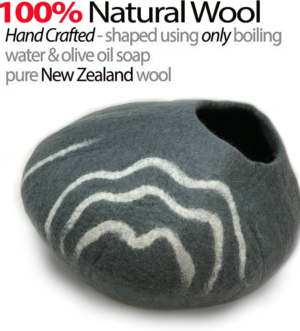 100% Natural Wool Eco-Friendly Cat & Kitten Cave Bed - Cozy House Indoor Bed for Cats & Kittens - Pet Felt Cat Cave, Cushion, Cove, Nest, Hideout, Hideaway, Tent, Tunnel Beds (Dark Gray)