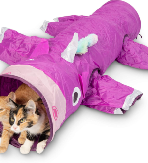 Magic Mewnicorn Multi Cat Tunnel Boredom Relief Toys with Crinkle Feather String for Dogs, Cats, Rabbits, Kittens and Guinea Pigs for Hiding Hunting and Resting