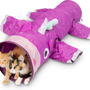 Magic Mewnicorn Multi Cat Tunnel Boredom Relief Toys with Crinkle Feather String for Dogs, Cats, Rabbits, Kittens and Guinea Pigs for Hiding Hunting and Resting