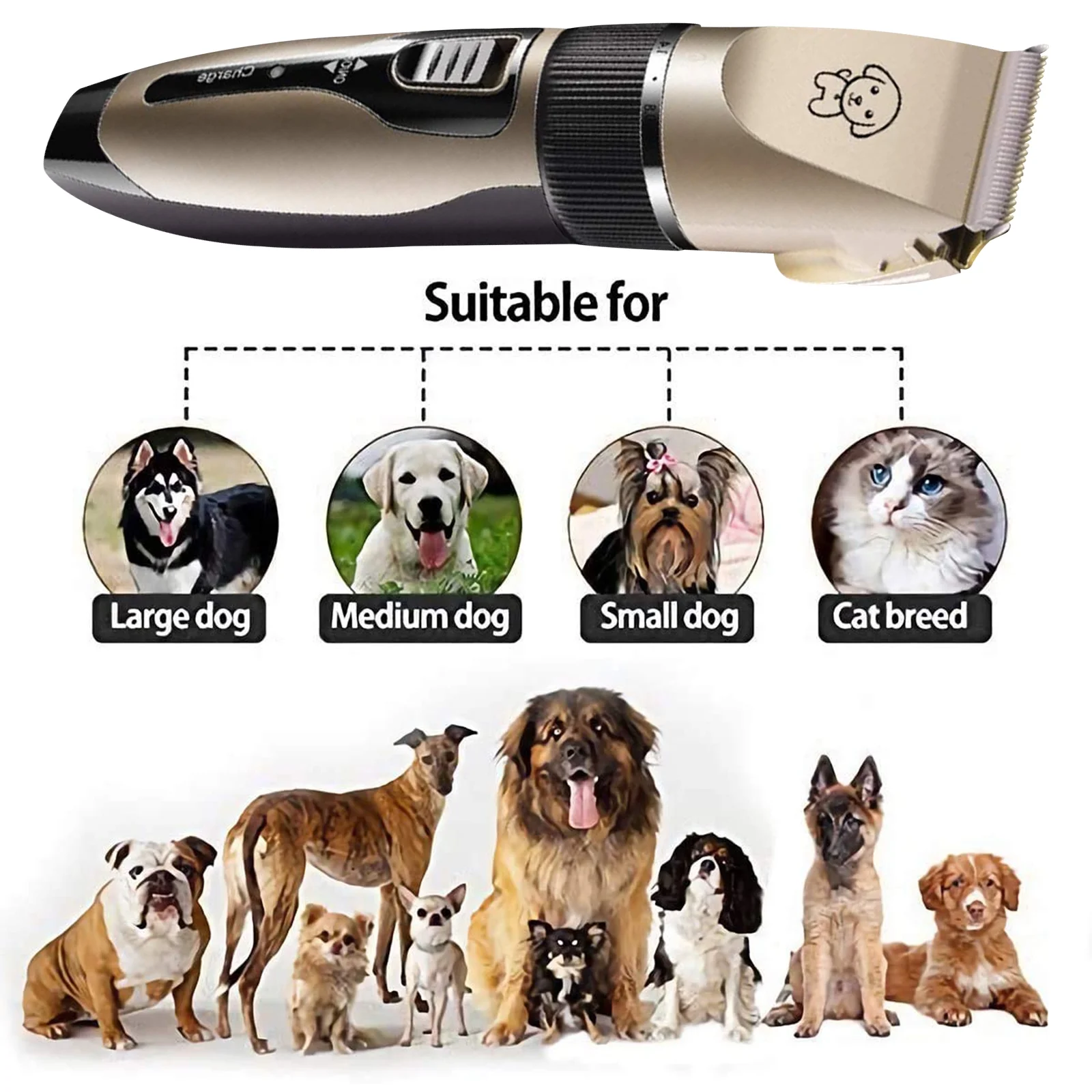 Rechargeable Cordless Pet Shaver,Low Noise Dog Clippers with Scissor Comb,Electric Quiet Pet Grooming Set for Dogs and Cats - Image 6